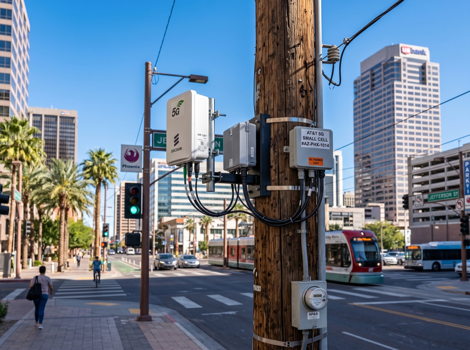 Small cell dense deployment in Phoenix, Arizona — final image will show urban small cell pole installation